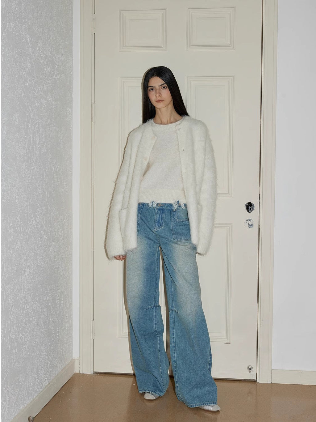 Cube Street Vintage Washed Cotton Low Rise Straight Jeans