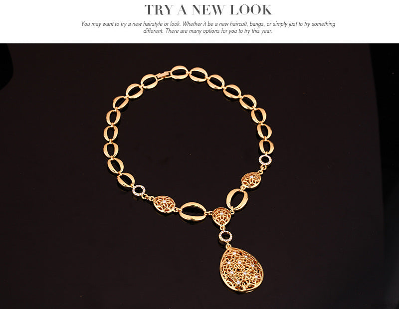 Luxuriöses 4-teiliges Goldschmuckset – Halskette, Ohrringe, Armband & Ring