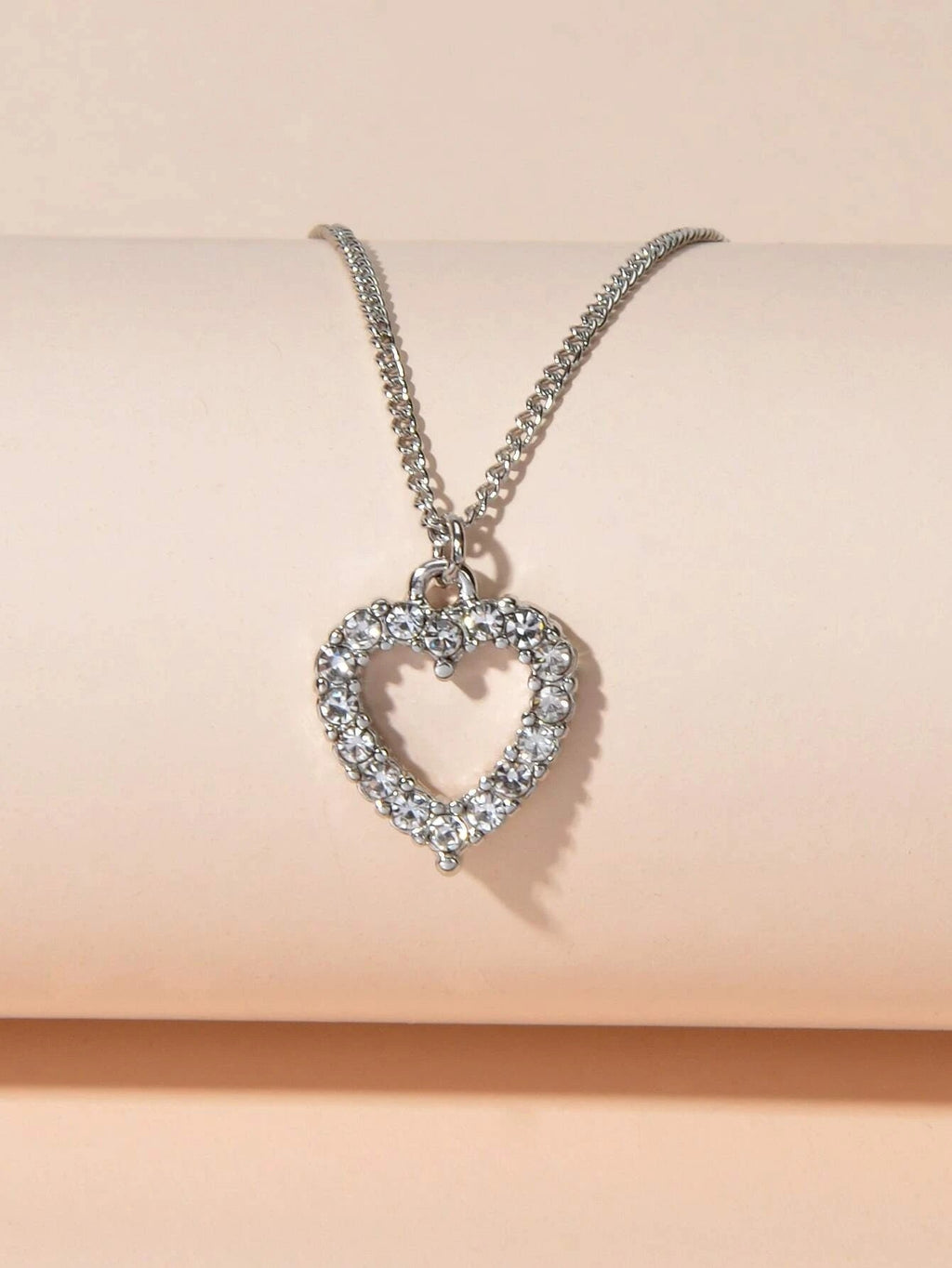 Modeschmuck Silber Strass Liebe Herz Anhänger Halskette Accessoires Geschenk