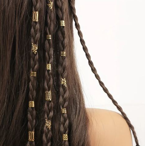 40pcs DIY Dreadlocks Wig Accessories – Electroplated Braiding Hair Jewelry Rings (Gold/White)