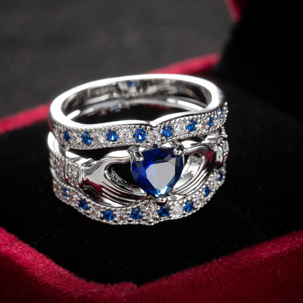 Creative Women's Jewelry Set with Blue Zircon Rings