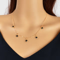 Fashion Party Accessoires Goldkette Schwarz Perlen Anhänger Schlüsselbein Halskette