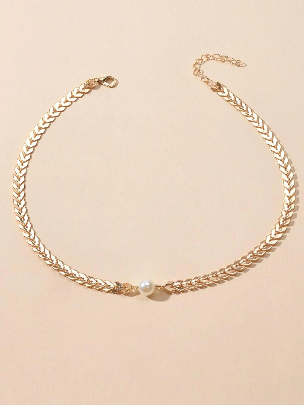 Modeschmuck Perlen-Dekor Goldkette Pfeil Choker Halskette Teenager Accessoires