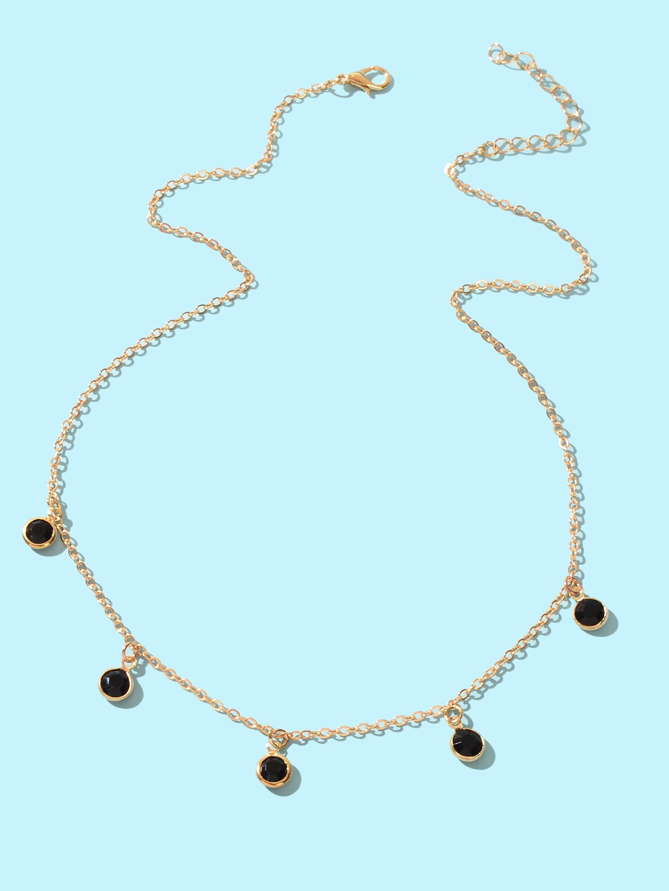 Fashion Party Accessoires Goldkette Schwarz Perlen Anhänger Schlüsselbein Halskette