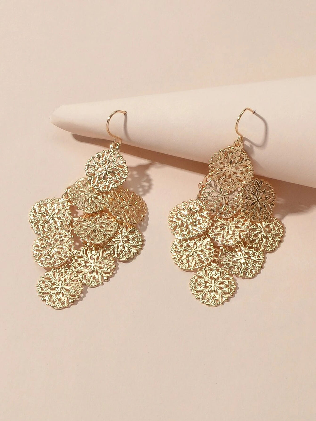 Modeschmuck Gold Hohl Scheibe Charm Ohrhänger Damen Accessoires