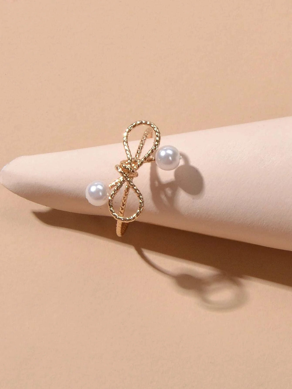Modeschmuck Perle Gold Schleife Süßer Fingerring Schöne Party-Accessoires