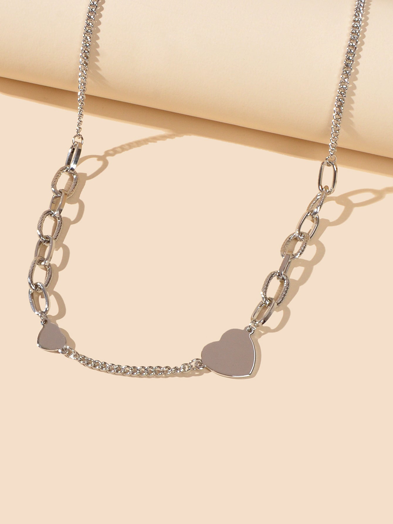 Damen Silberkette Herzanhänger Collier Halskette Gute Qualität Mode Accessoires