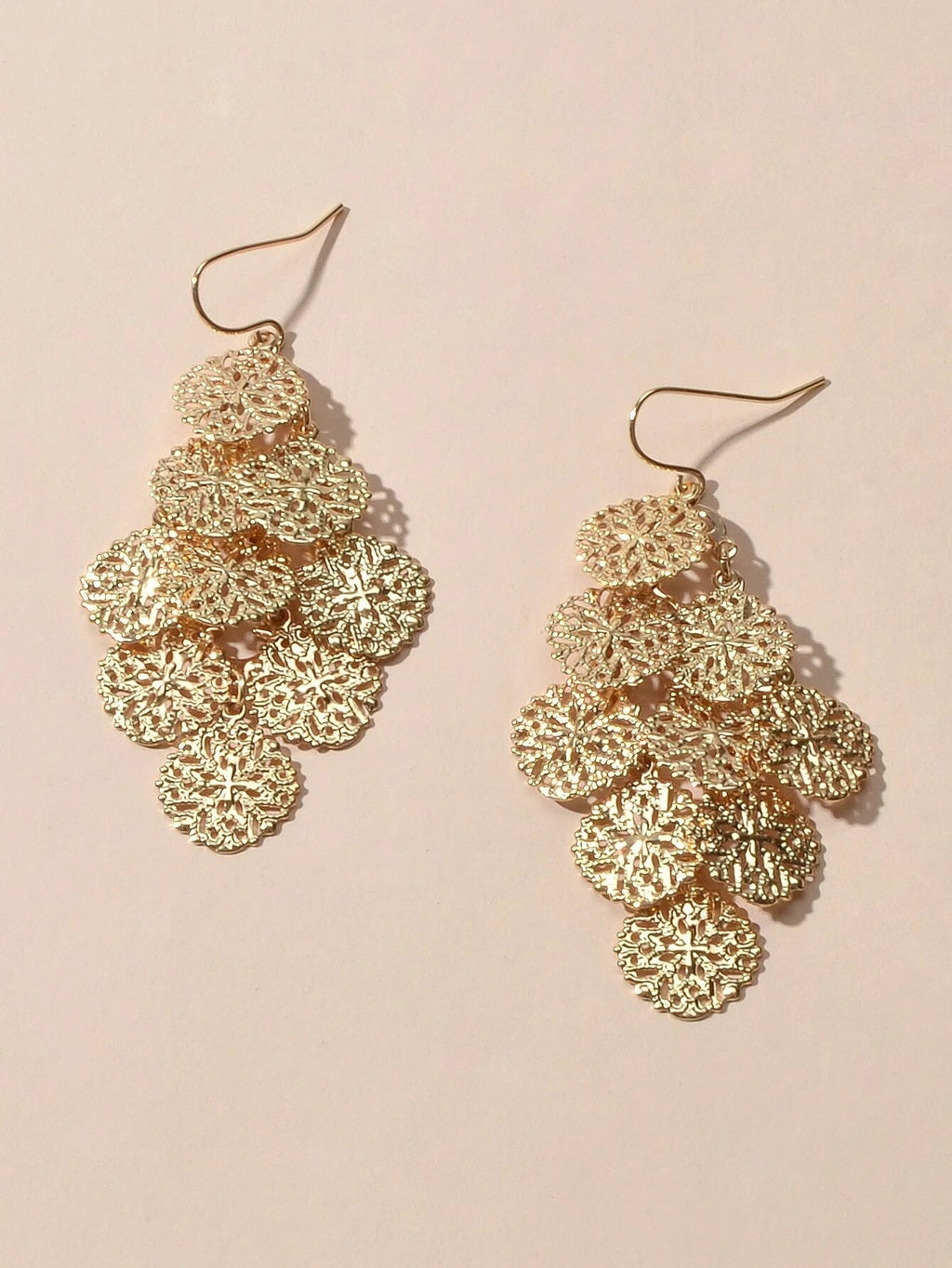 Modeschmuck Gold Hohl Scheibe Charm Ohrhänger Damen Accessoires