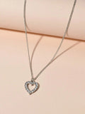 Modeschmuck Silber Strass Liebe Herz Anhänger Halskette Accessoires Geschenk