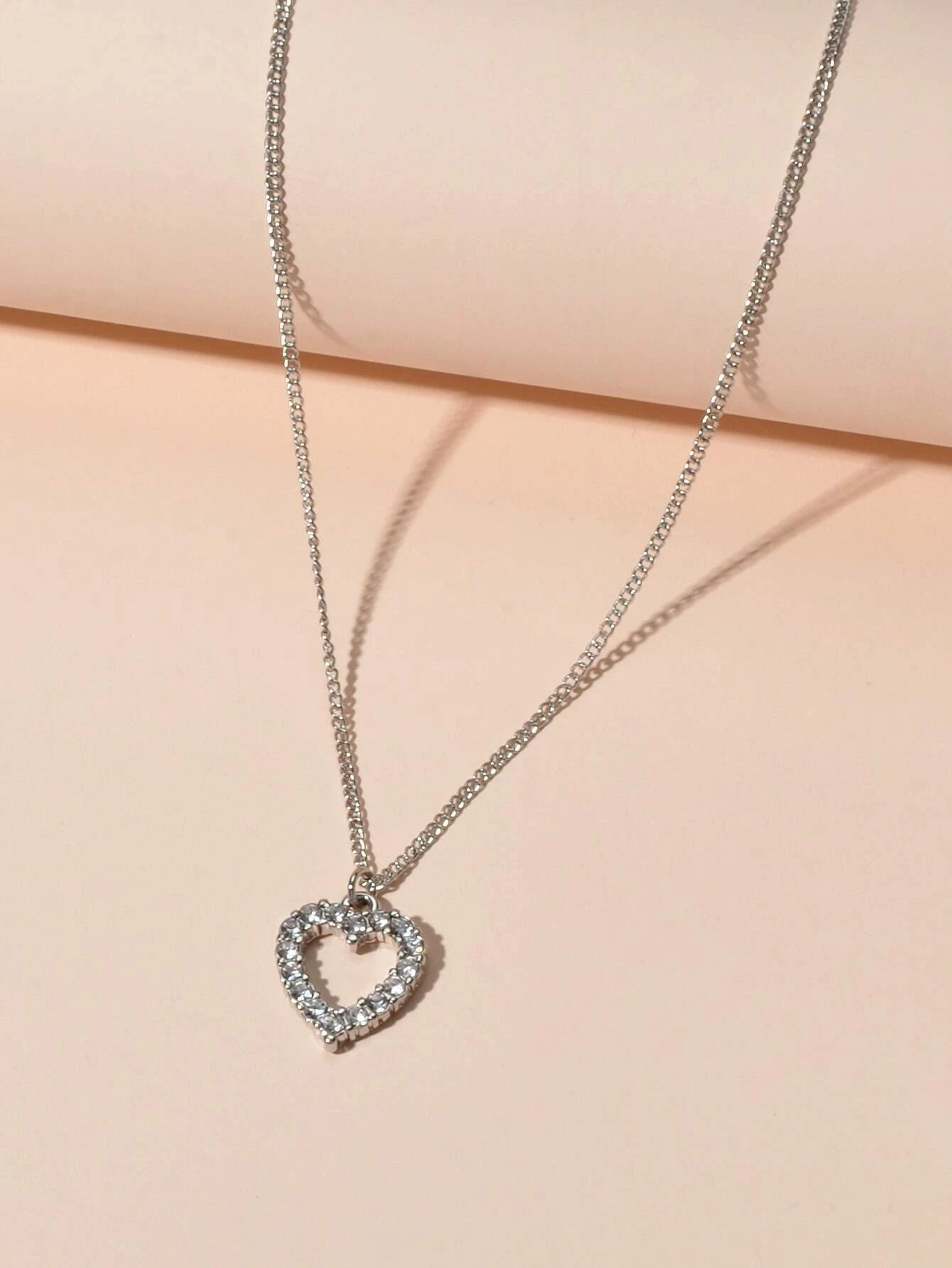 Modeschmuck Silber Strass Liebe Herz Anhänger Halskette Accessoires Geschenk