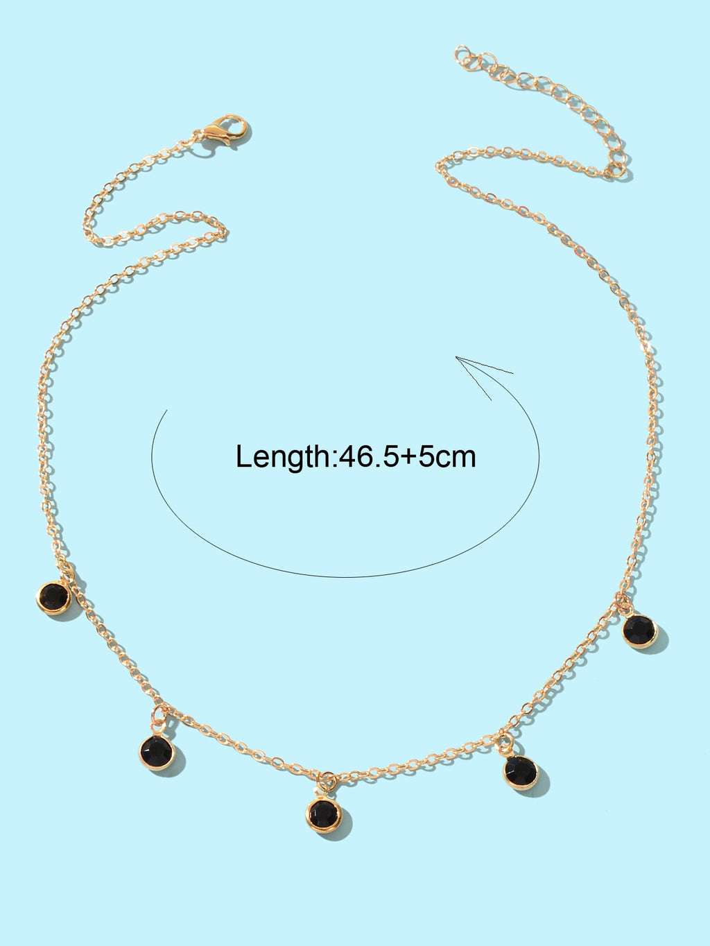 Fashion Party Accessoires Goldkette Schwarz Perlen Anhänger Schlüsselbein Halskette