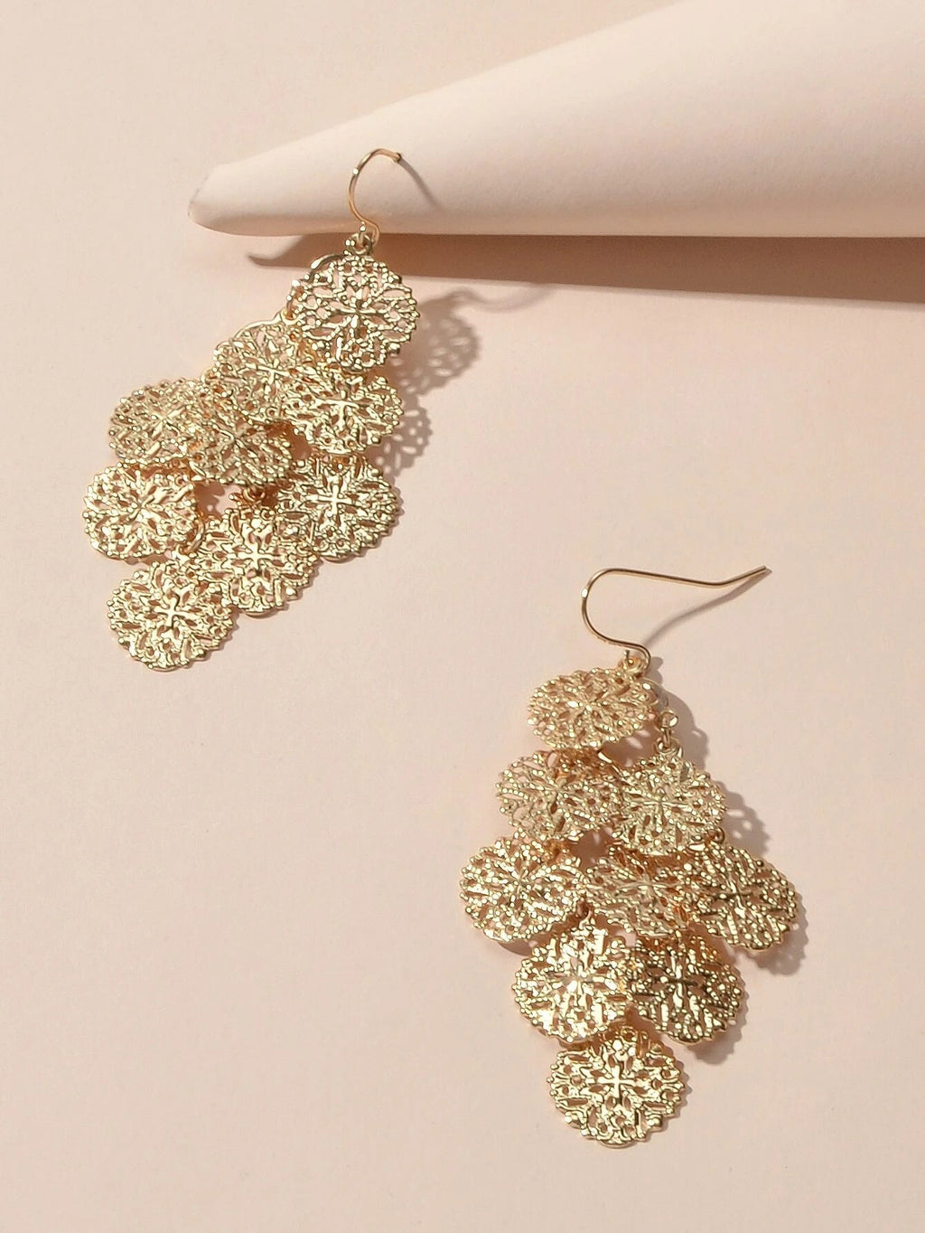 Modeschmuck Gold Hohl Scheibe Charm Ohrhänger Damen Accessoires