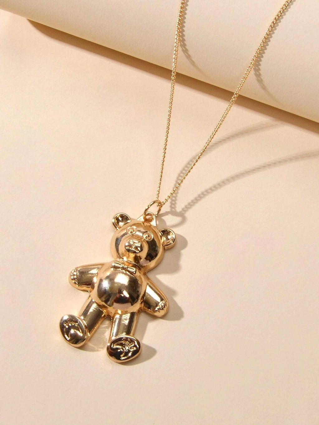 Modeschmuck Gold Silber Lange Kette Niedlicher Bärenanhänger Halskette Accessoires