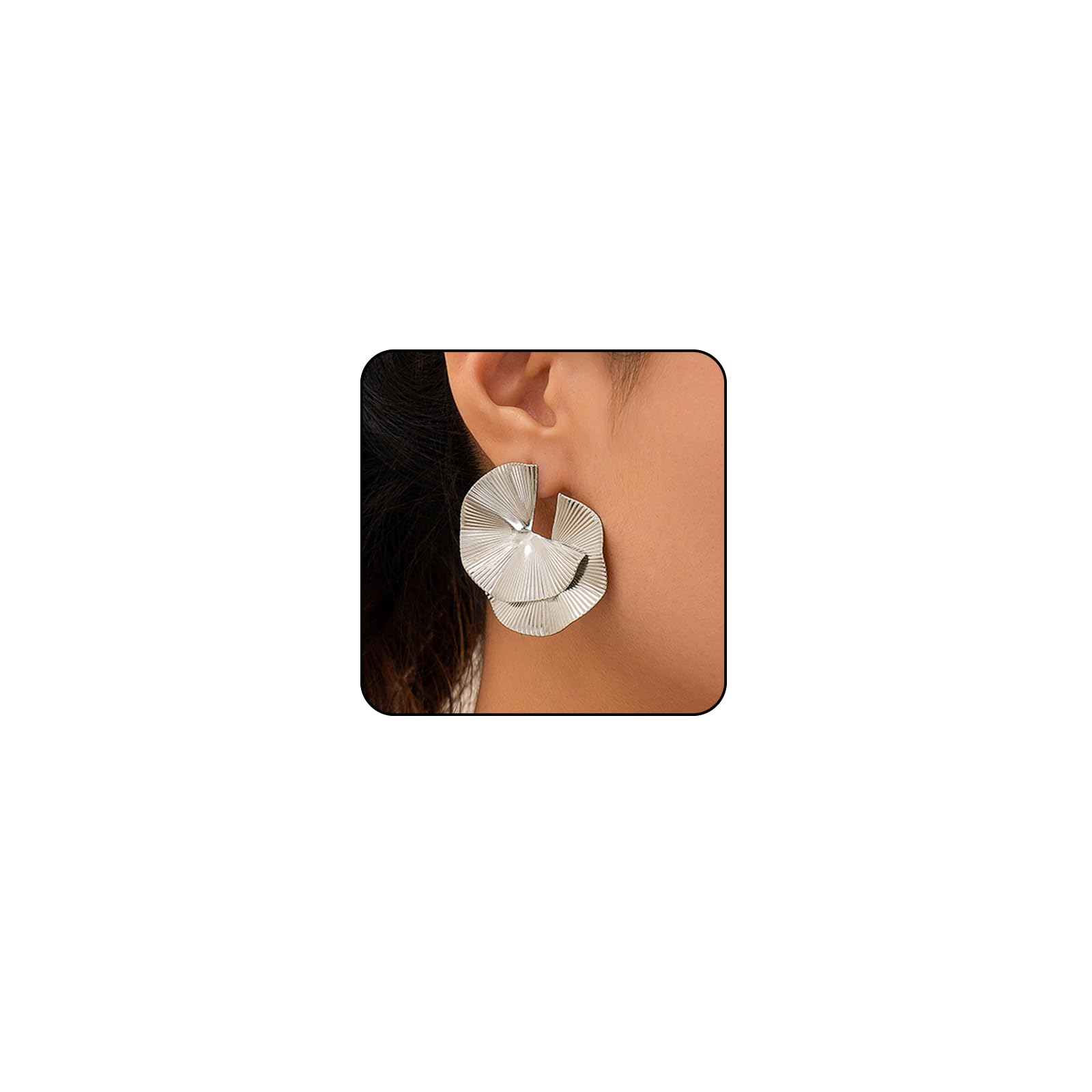 Chunky Silver Geometric Statement Earrings