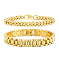 Gold Cuban Link Bracelet Set for Men & Women