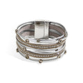 Boho Leather Wrap Crystal Bead Bracelet