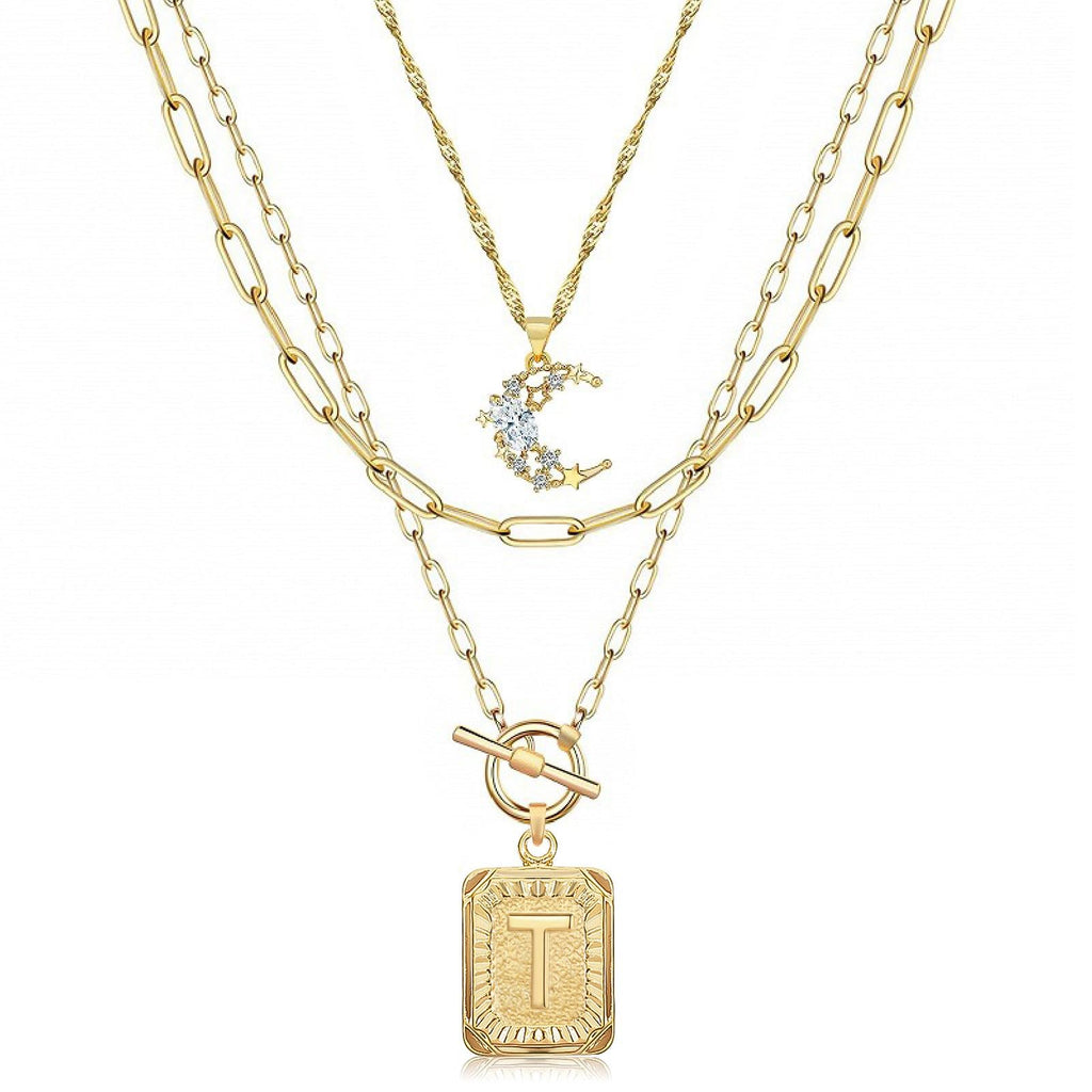 Gold Initial Moon Choker Necklace
