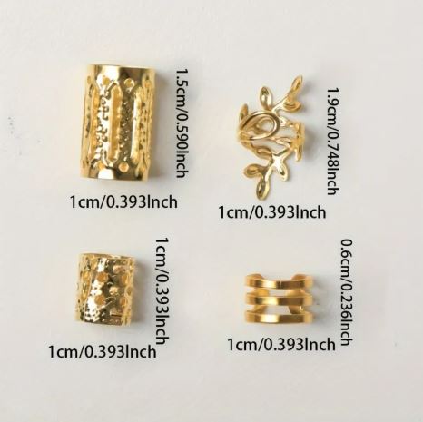 40pcs DIY Dreadlocks Wig Accessories – Electroplated Braiding Hair Jewelry Rings (Gold/White)