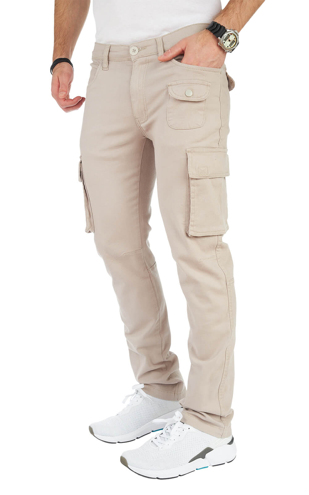 STYLEKO Stylische Cargo-Freizeithose Slim Fit mit Gürtelschlaufen