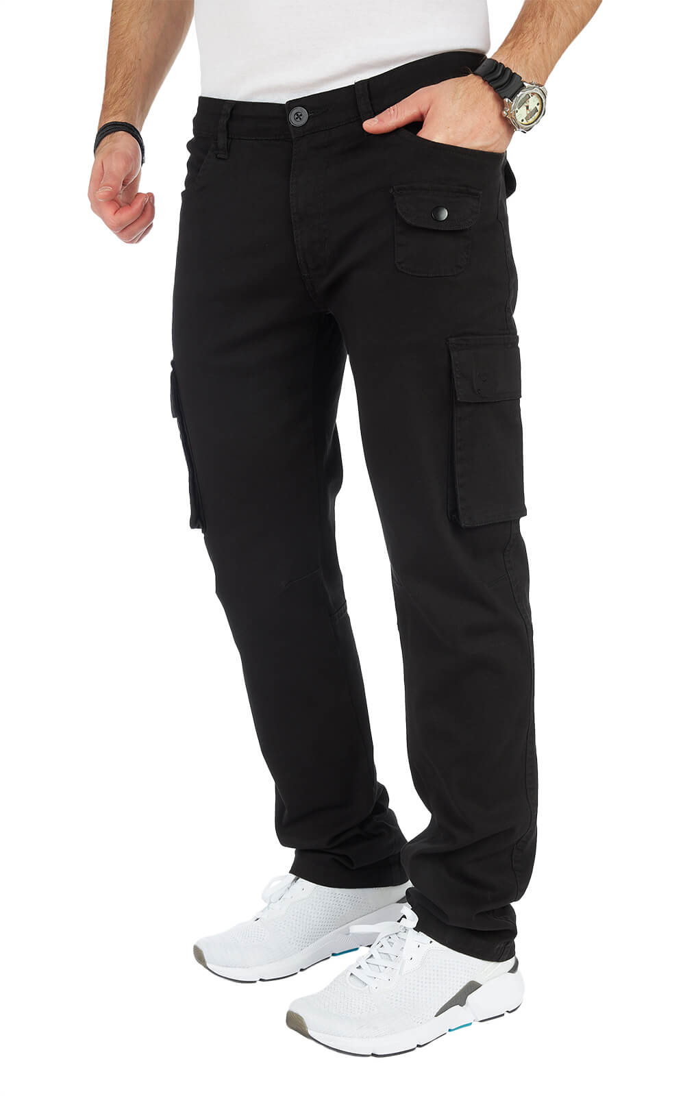 STYLEKO Stylische Cargo-Freizeithose Slim Fit mit Gürtelschlaufen