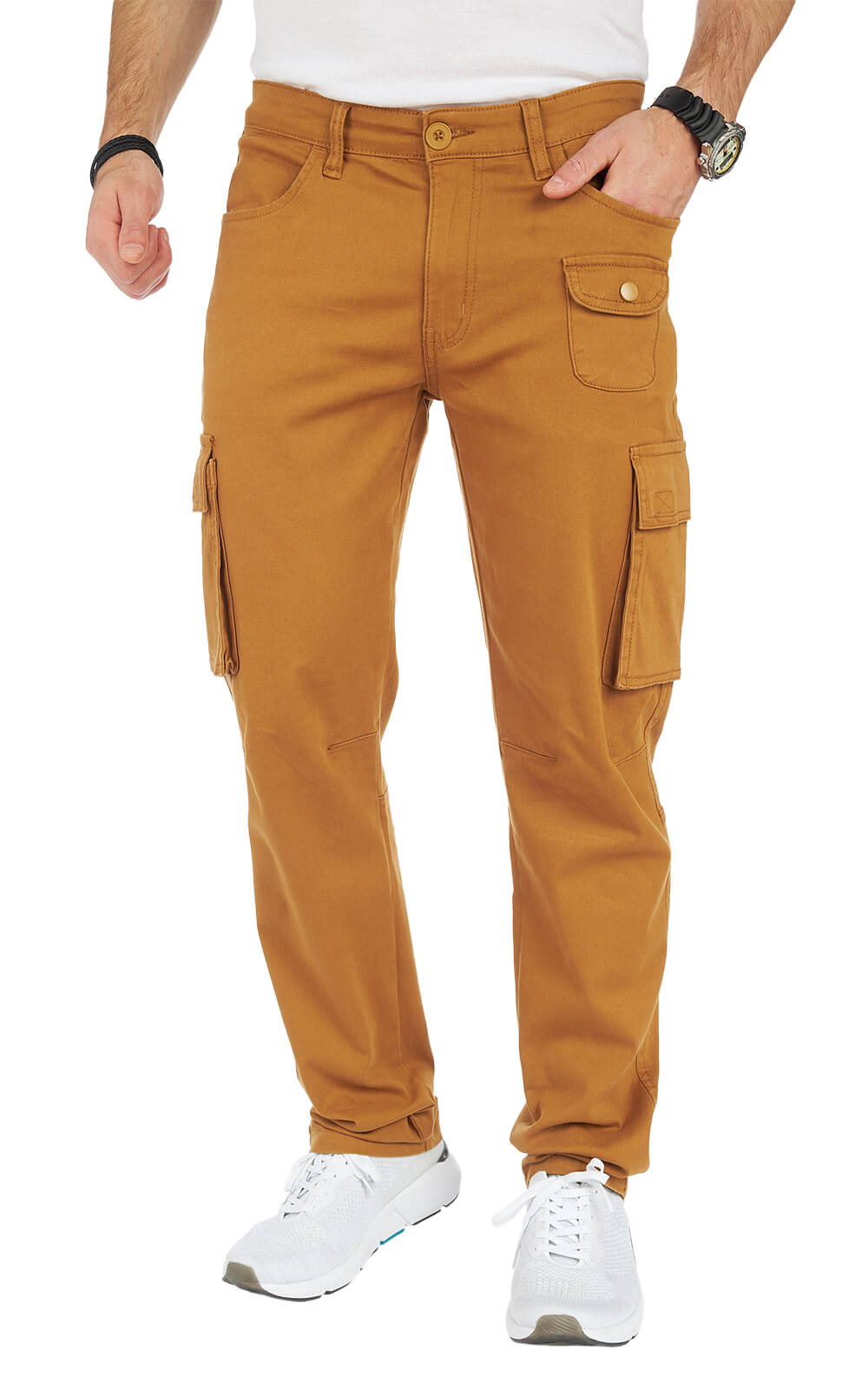 STYLEKO Stylische Cargo-Freizeithose Slim Fit mit Gürtelschlaufen