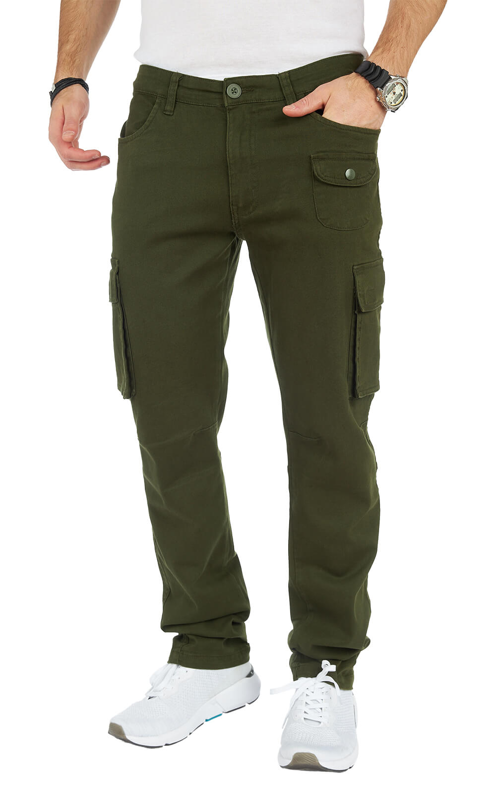 STYLEKO Stylische Cargo-Freizeithose Slim Fit mit Gürtelschlaufen