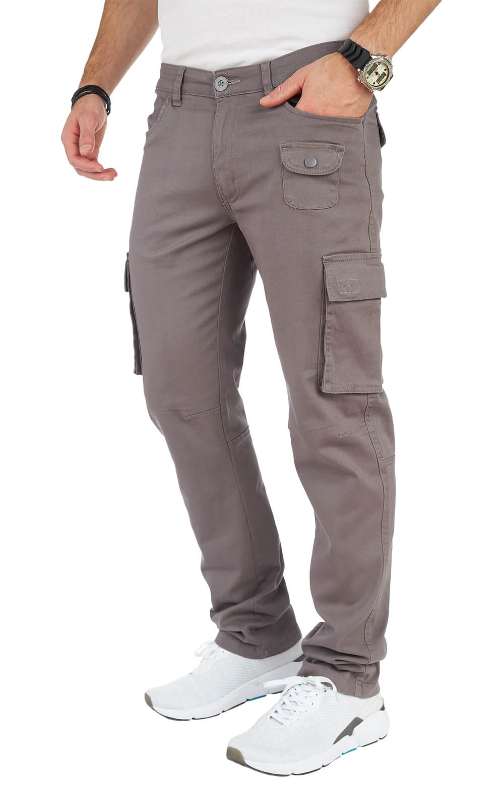 STYLEKO Stylische Cargo-Freizeithose Slim Fit mit Gürtelschlaufen