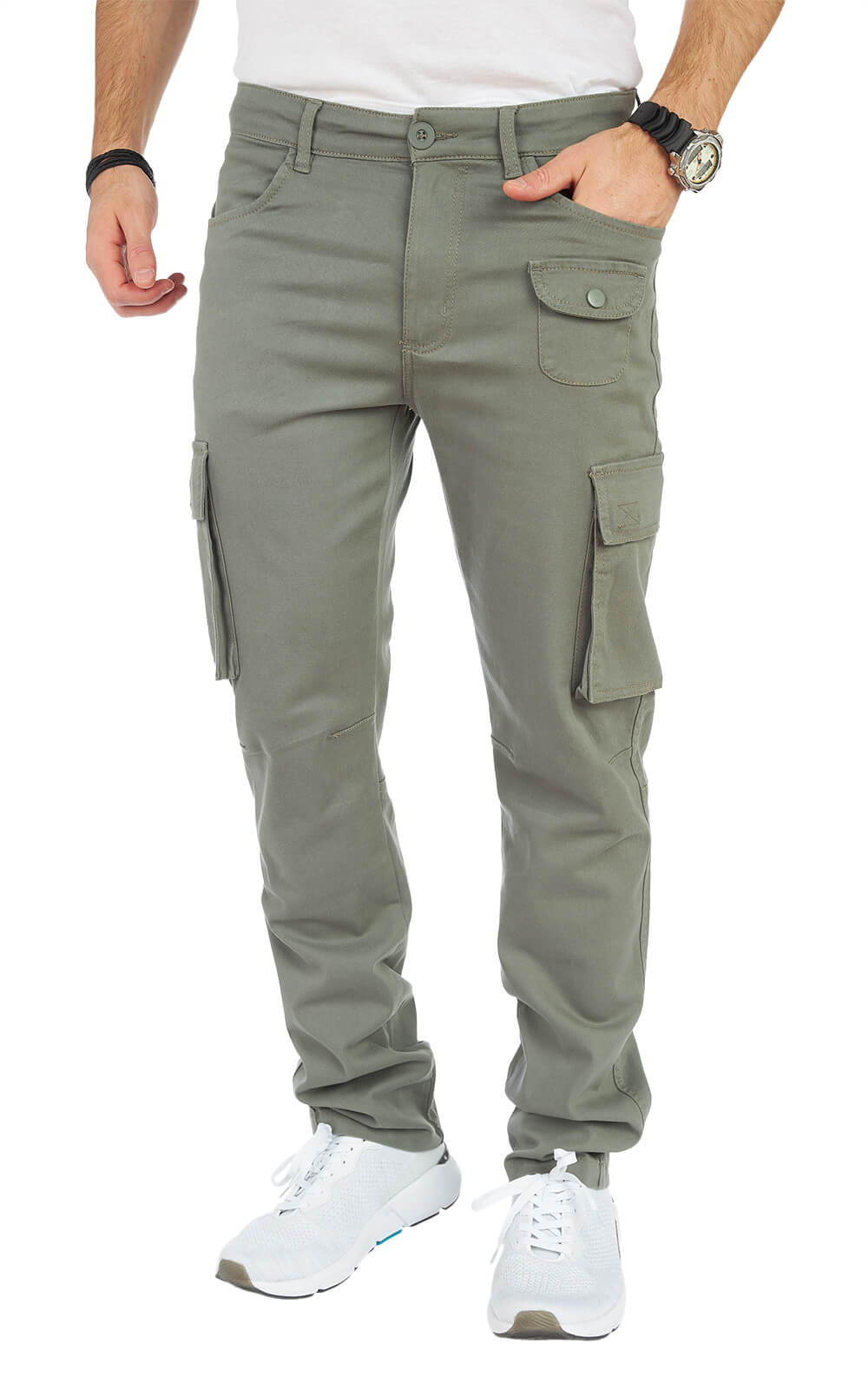 STYLEKO Stylische Cargo-Freizeithose Slim Fit mit Gürtelschlaufen