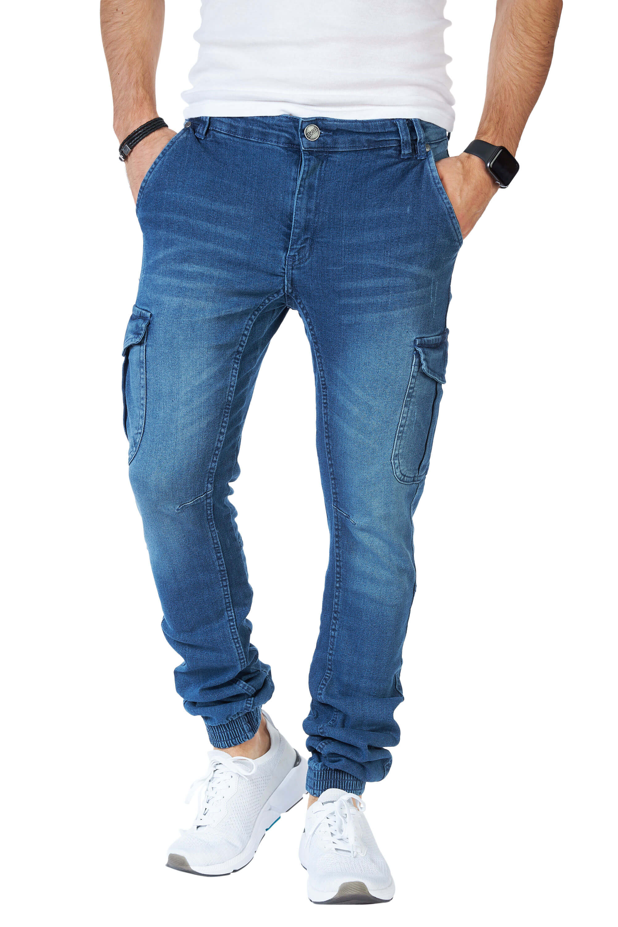 STYLEKO Cargo-Freizeithose Jeans mit Gürtelschlaufen