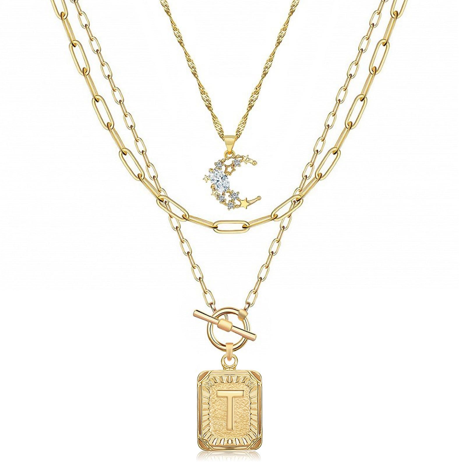 Gold Initial Moon Choker Necklace