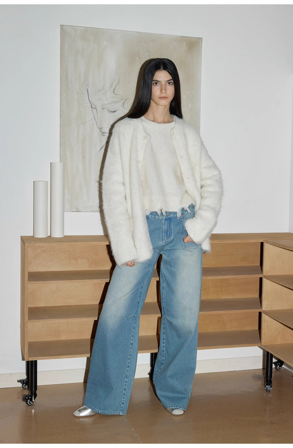 Cube Street Vintage Washed Cotton Low Rise Straight Jeans
