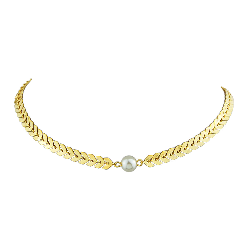 Modeschmuck Perlen-Dekor Goldkette Pfeil Choker Halskette Teenager Accessoires