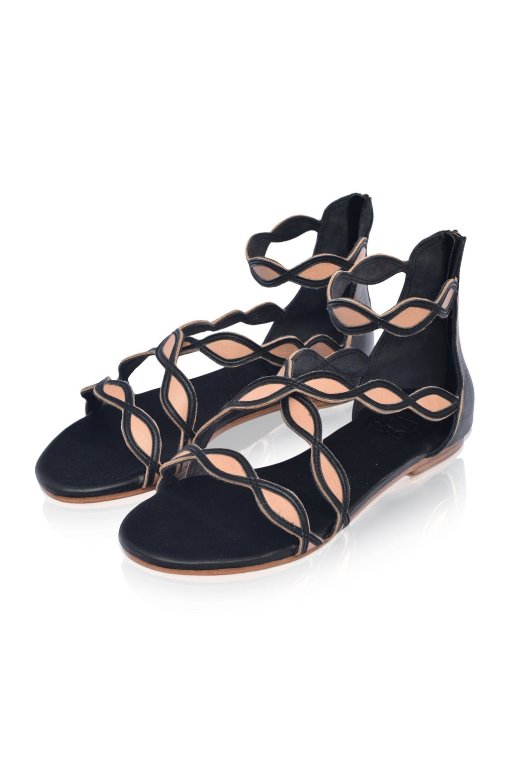 Blossom Scalloped Leather Sandals-5