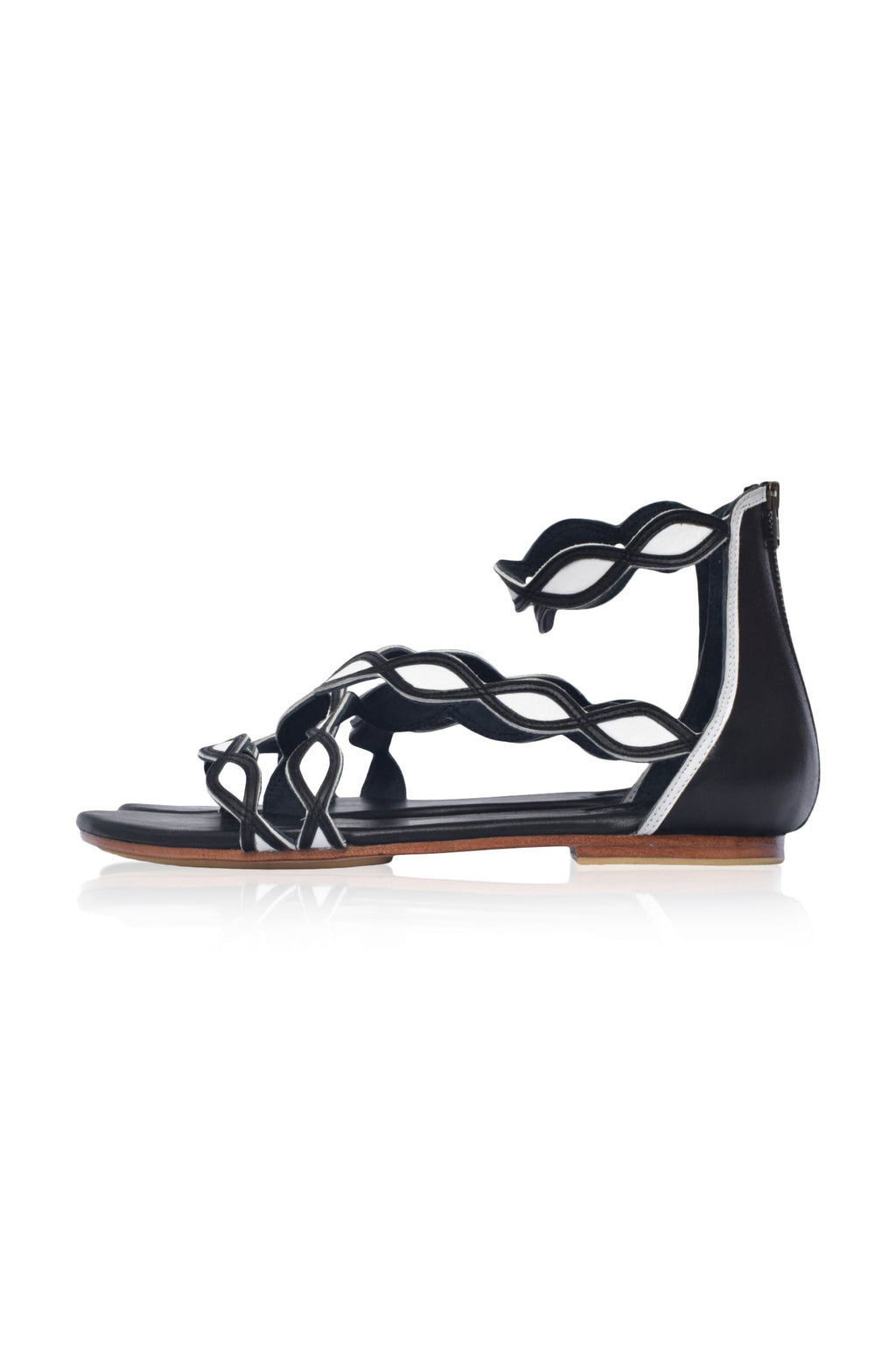 Blossom Scalloped Leather Sandals-2