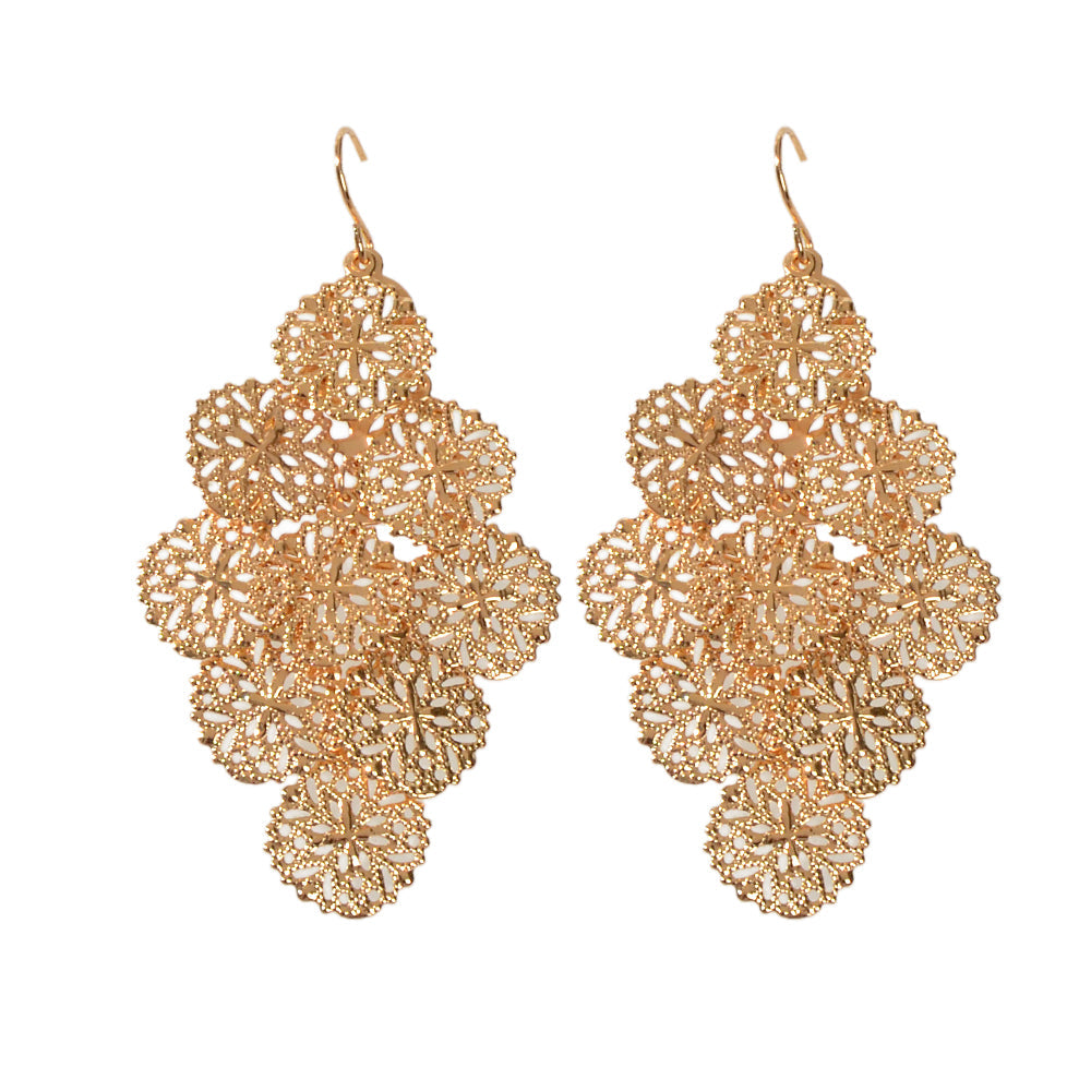 Modeschmuck Gold Hohl Scheibe Charm Ohrhänger Damen Accessoires