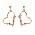 Gute Qualität Strass Blume Gold Herz Tropfen Ohrringe Mädchen Mode Accessoires