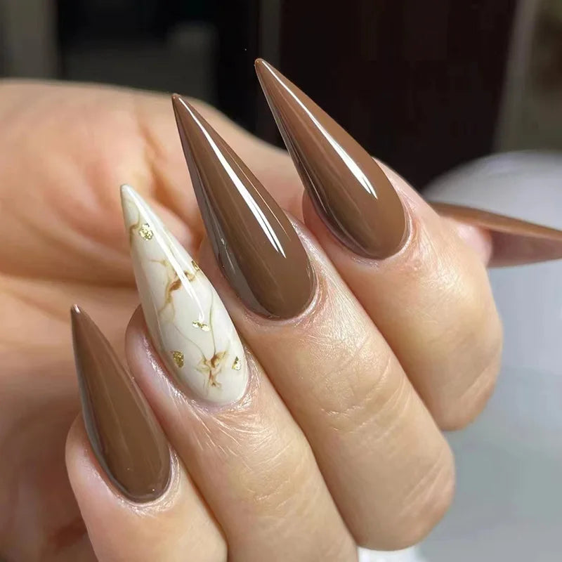 Gleaming Stiletto Black Cat's Eye Press-On Nails