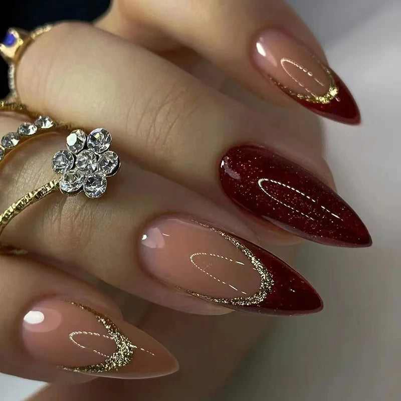 Gleaming Stiletto Black Cat's Eye Press-On Nails