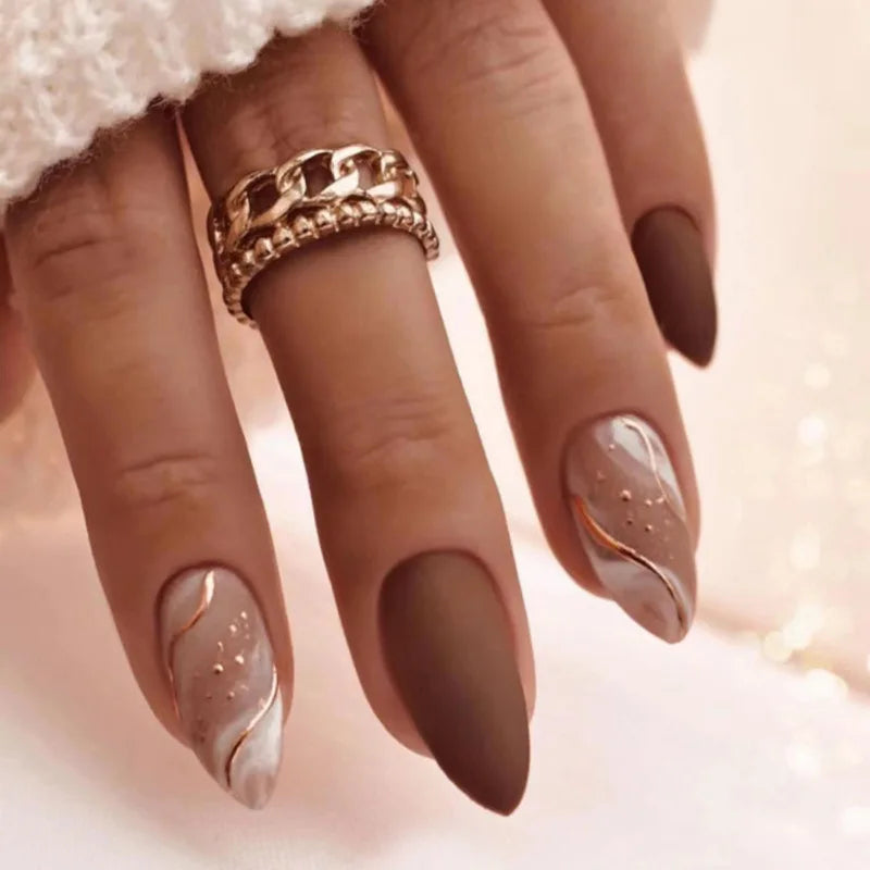 Gleaming Stiletto Black Cat's Eye Press-On Nails