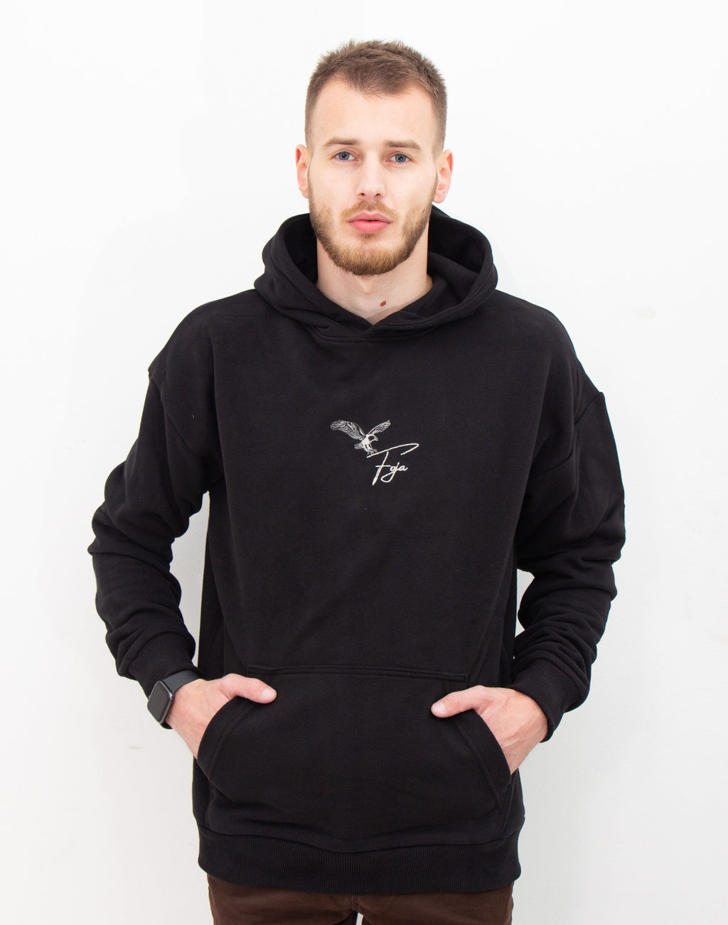 EAGLE OVERSIZED HOODIE -BLACK--0