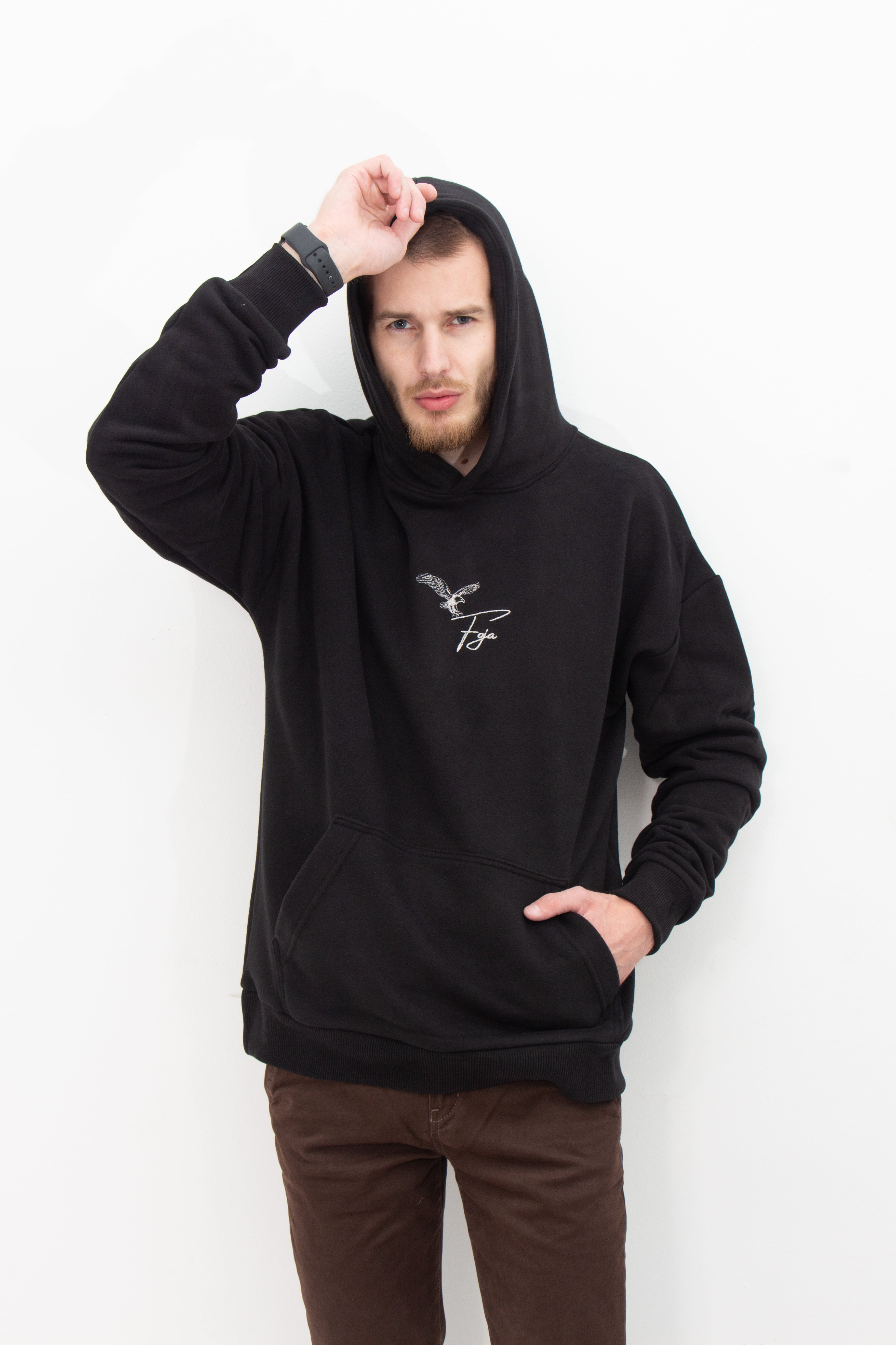 EAGLE OVERSIZED HOODIE -BLACK--2