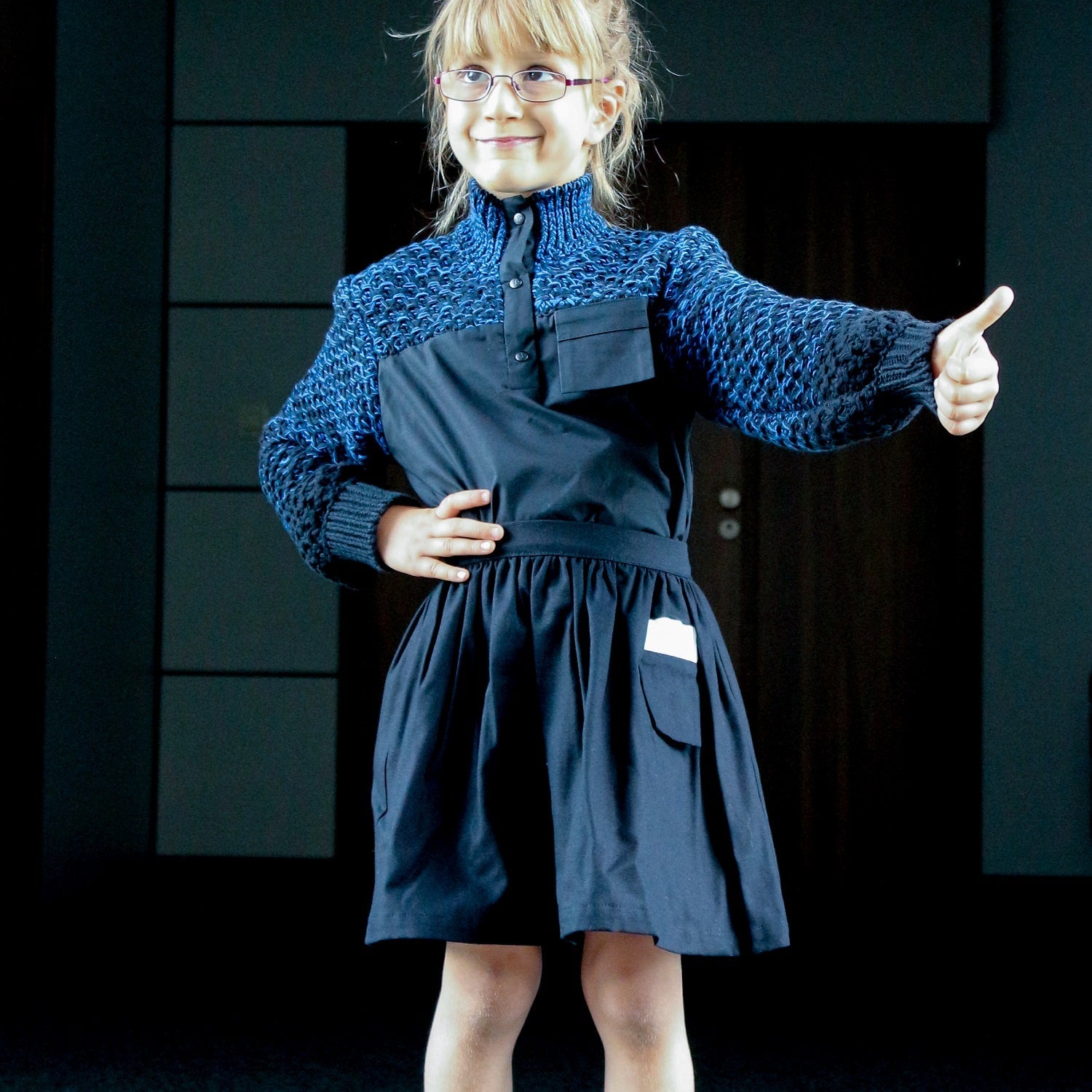 Black Cotton Canvas Skirt