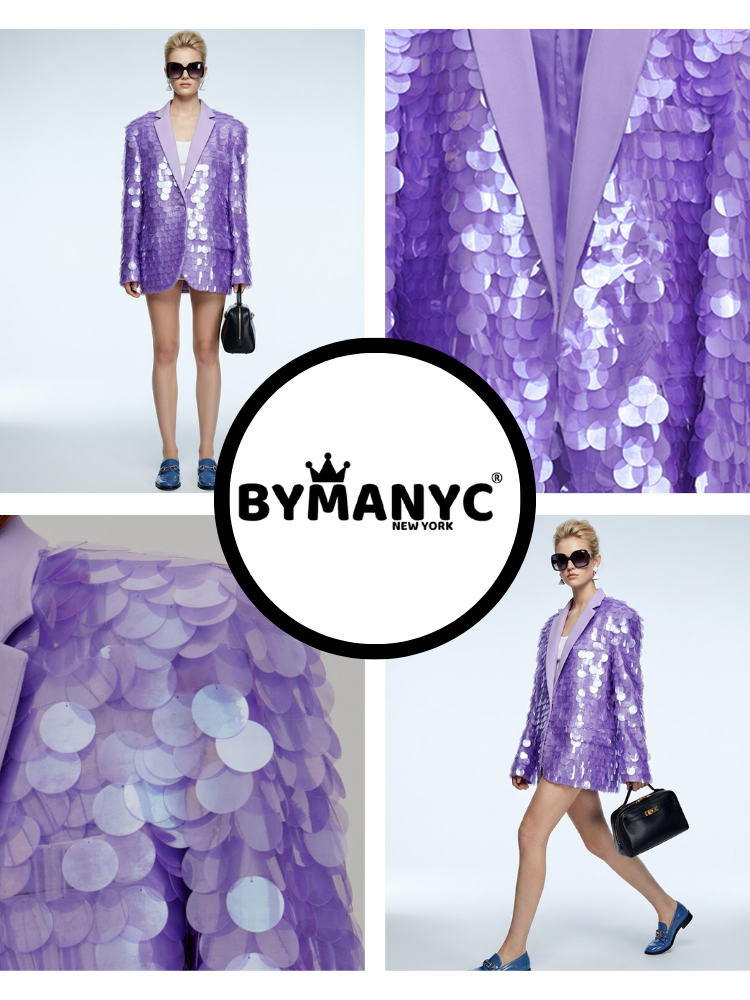 Lila Lavender Oversized Disc-Sequin Blazer • BYMANYC ® New York-2