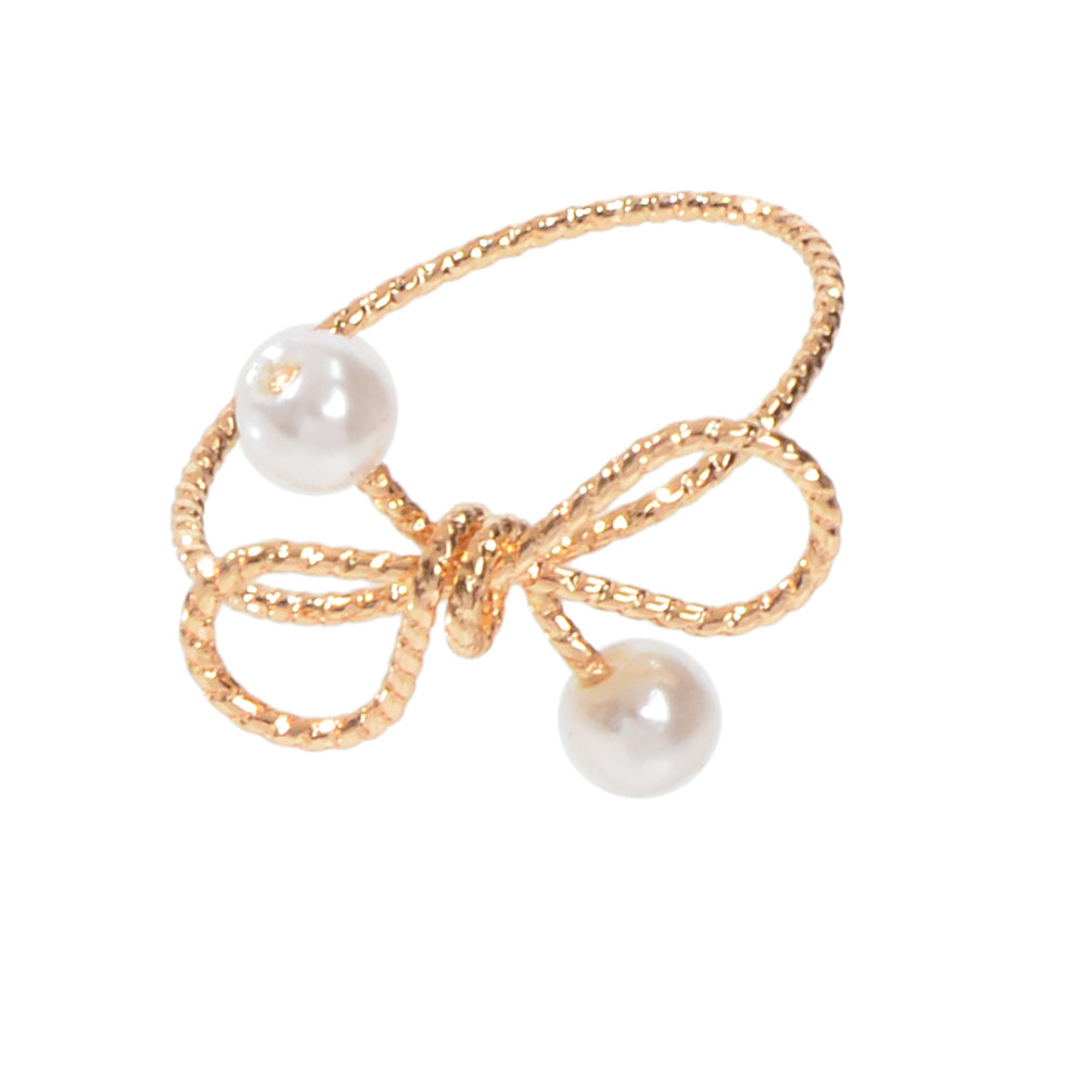 Modeschmuck Perle Gold Schleife Süßer Fingerring Schöne Party-Accessoires