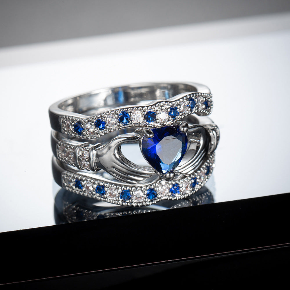 Creative Women's Jewelry Set with Blue Zircon Rings