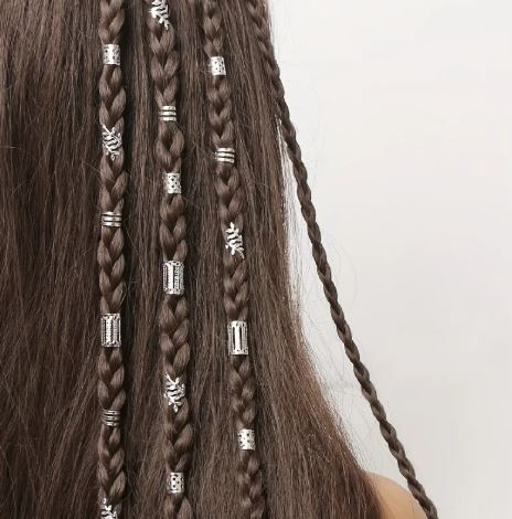 40pcs DIY Dreadlocks Wig Accessories – Electroplated Braiding Hair Jewelry Rings (Gold/White)