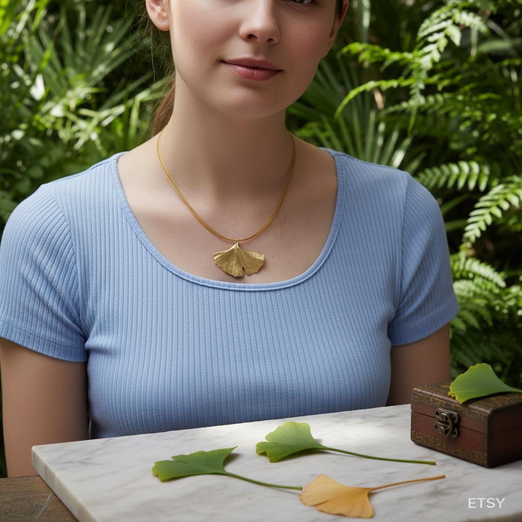 Ginkgo-Blatt-Halskette, vergoldeter Sterling-Silber-Schmuck, goldener Anhänger, handgefertigter Schmuck, Damenschmuck, Geburtstagsgeschenk, Geschenk für sie