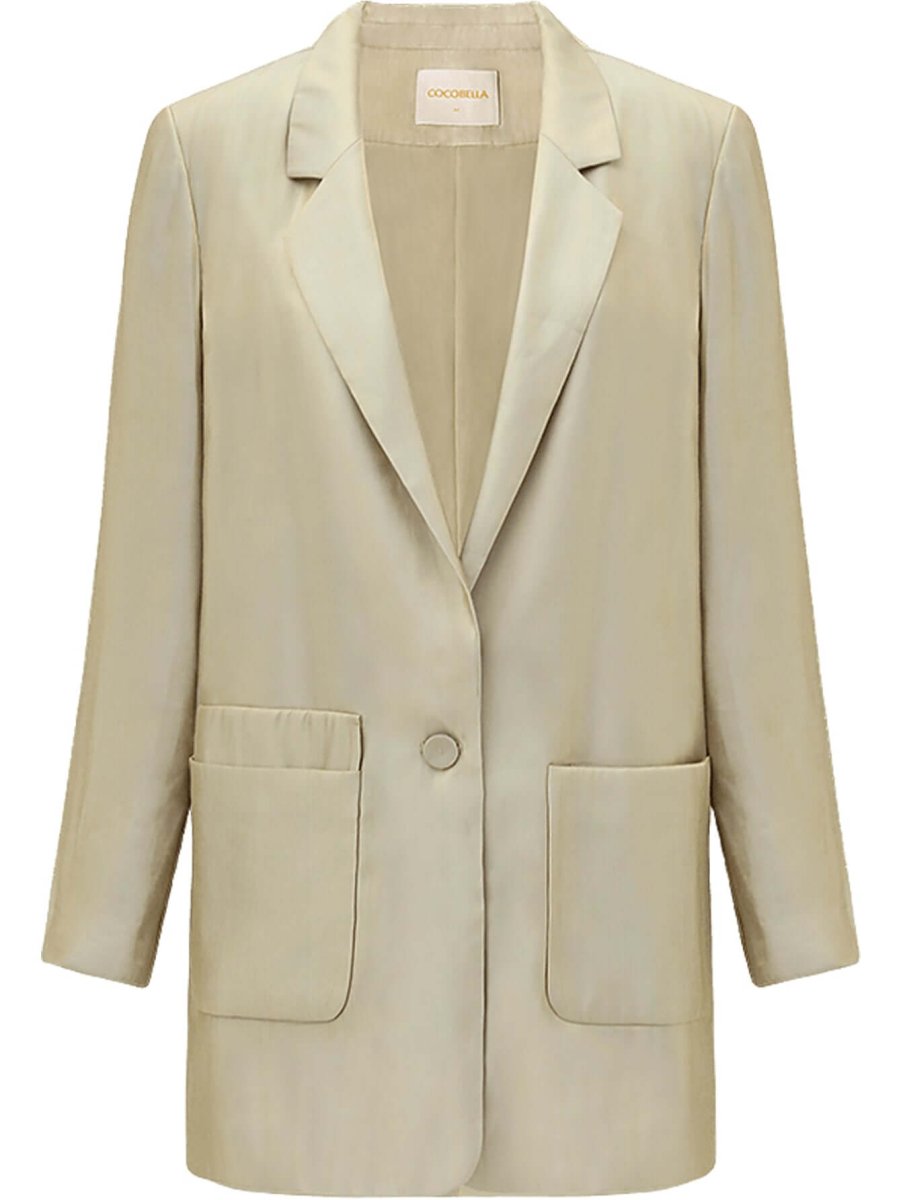 Liquid Sheen Luxe Champagne Oversized Blazer-3
