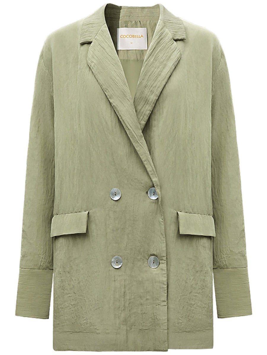 Oversized Double Breasted Avocado Green Power Blazer-3